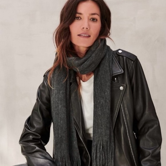 Lucky Brand Solid Brushed Scarf with Long Tassels in Dark Grey - Picture 1 of 8